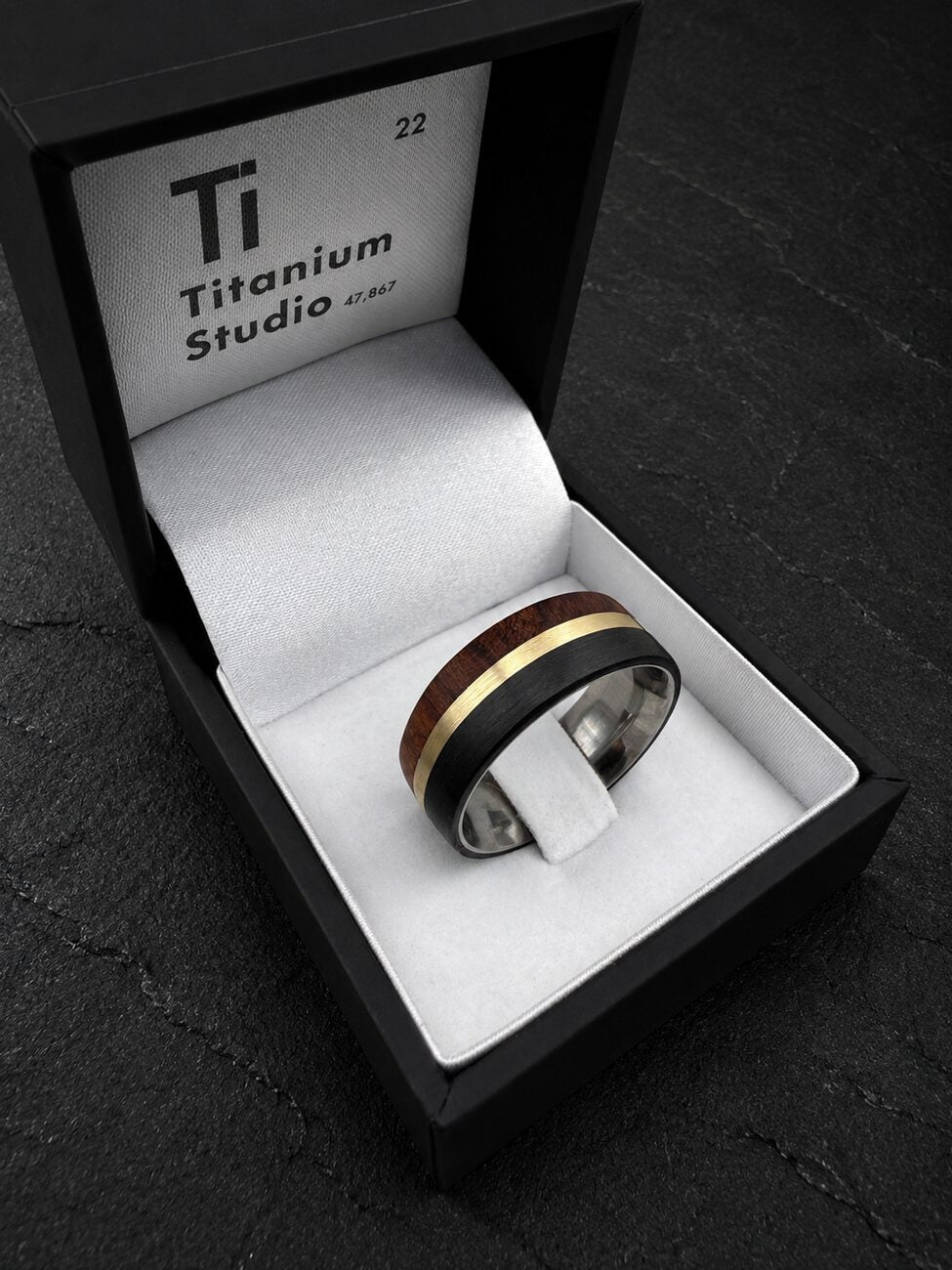 Wood inlay & gold band