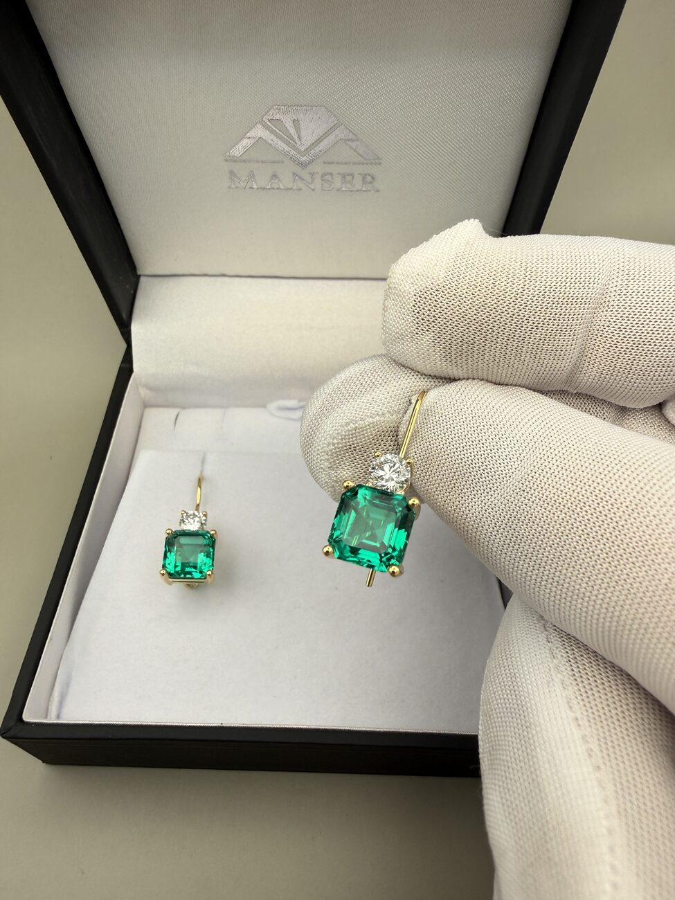 Emerald & diamond earrings
