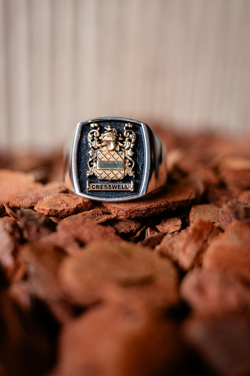 Cresswell crest ring, sterling silver