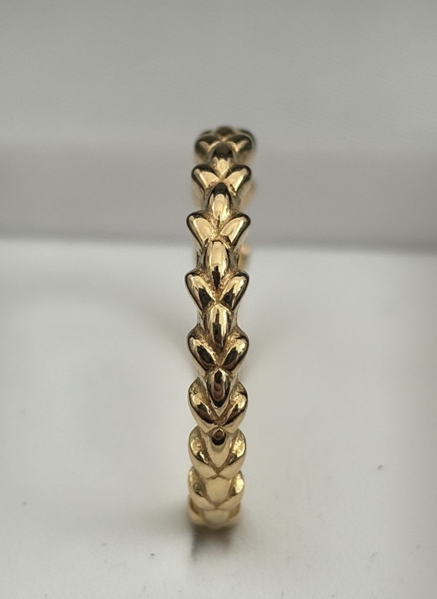 Hand-detailed gold eternity band