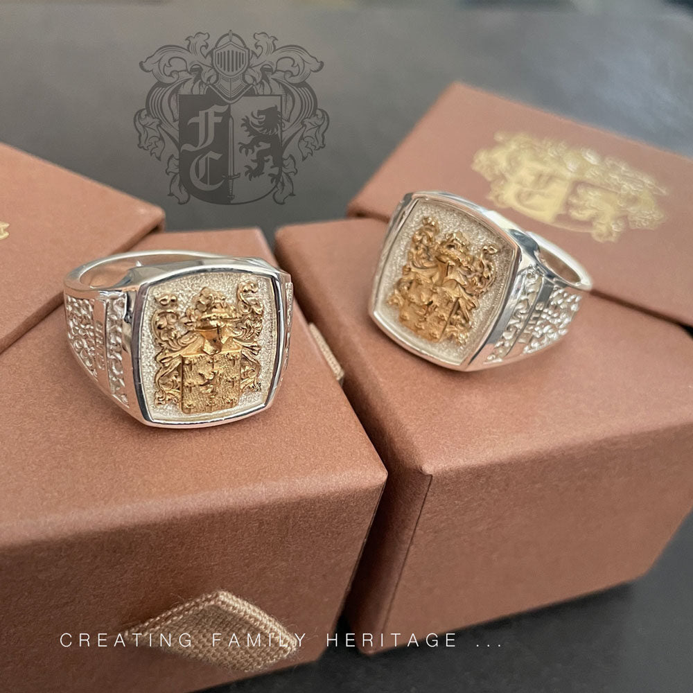 Matched silver & gold crest signets