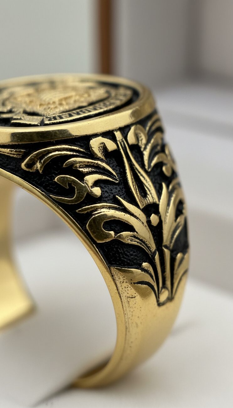 Hand-engraved scrollwork detail